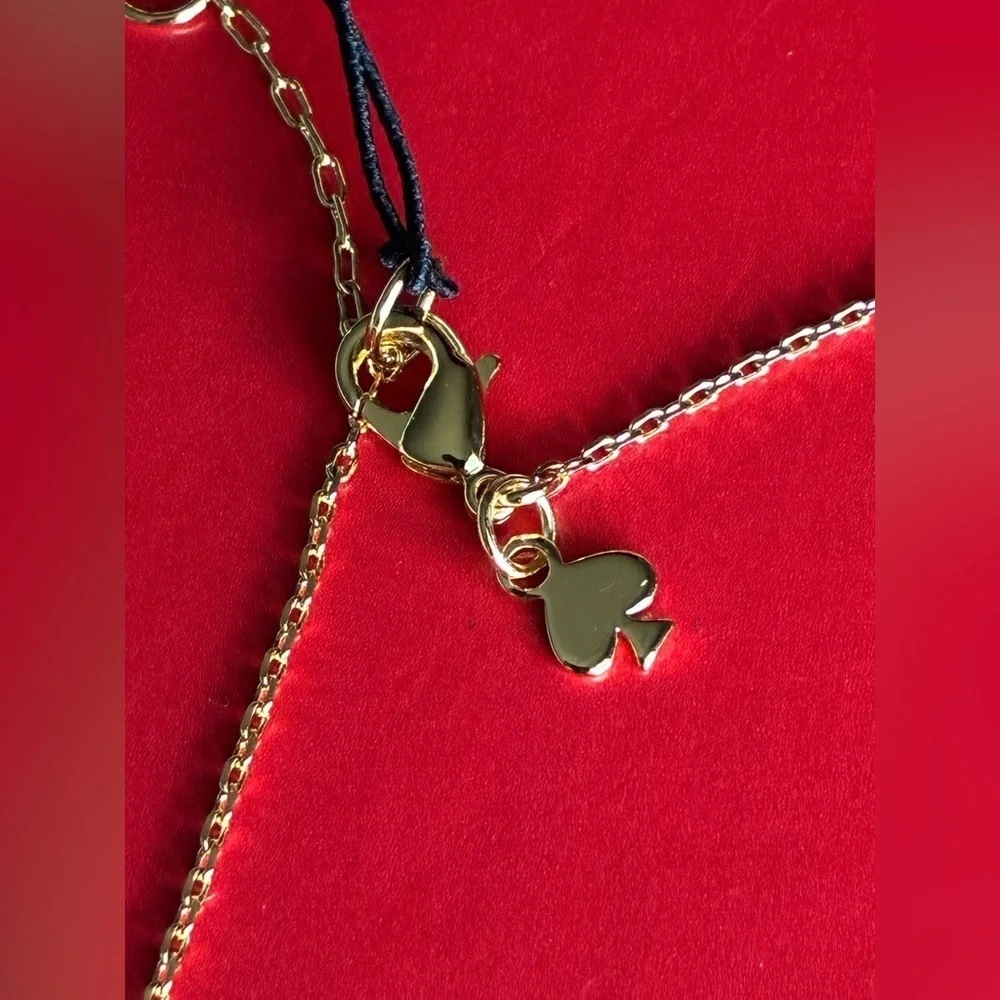 Kate Spade Necklace,Kate Spade Gold and Crystal Ribbon Necklace